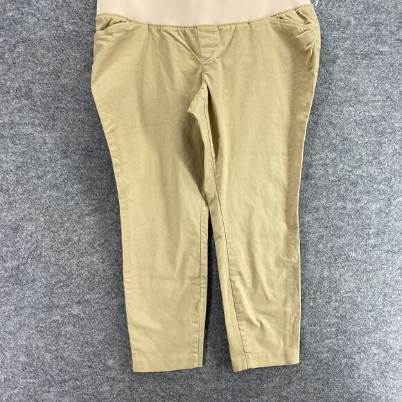 Old Navy Pants Women 12 Maternity Beige Mid Rise Pull On Elastic Waist Skinny - Picture 4 of 10